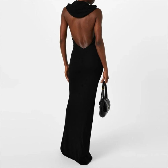 SAINT LAURENT Hooded Crepe Dress in Noir 36 New Womens Long Maxi Gown - Picture 13 of 17